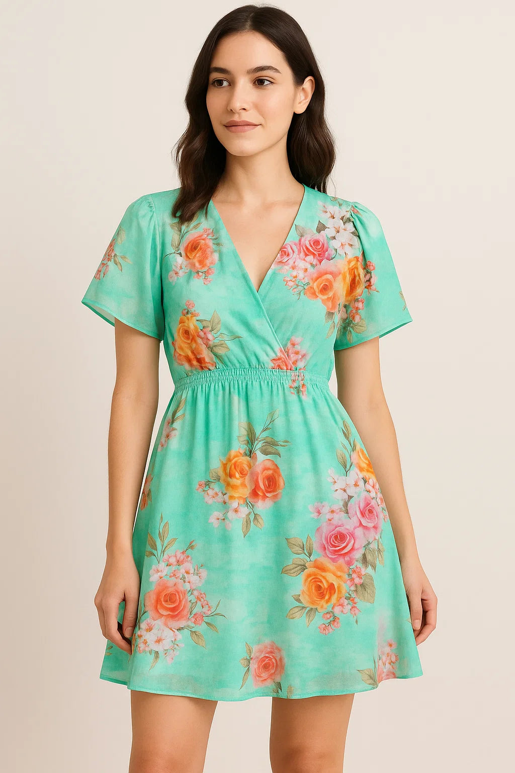 Beautiful Wite Orchid Flower Digital Printed Fabric - Pure Cotton