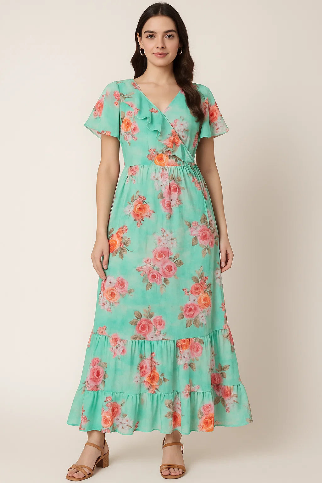 Beautiful Wite Orchid Flower Digital Printed Fabric - Pure Cotton