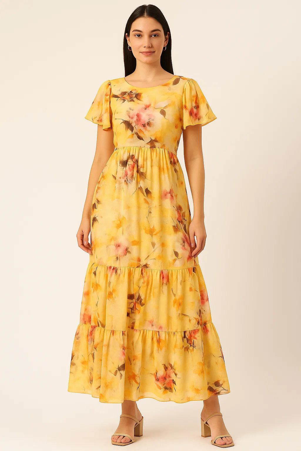 Coolest Watercolour Paper Art Of Flower Digital Printed Fabric - Pure Cotton