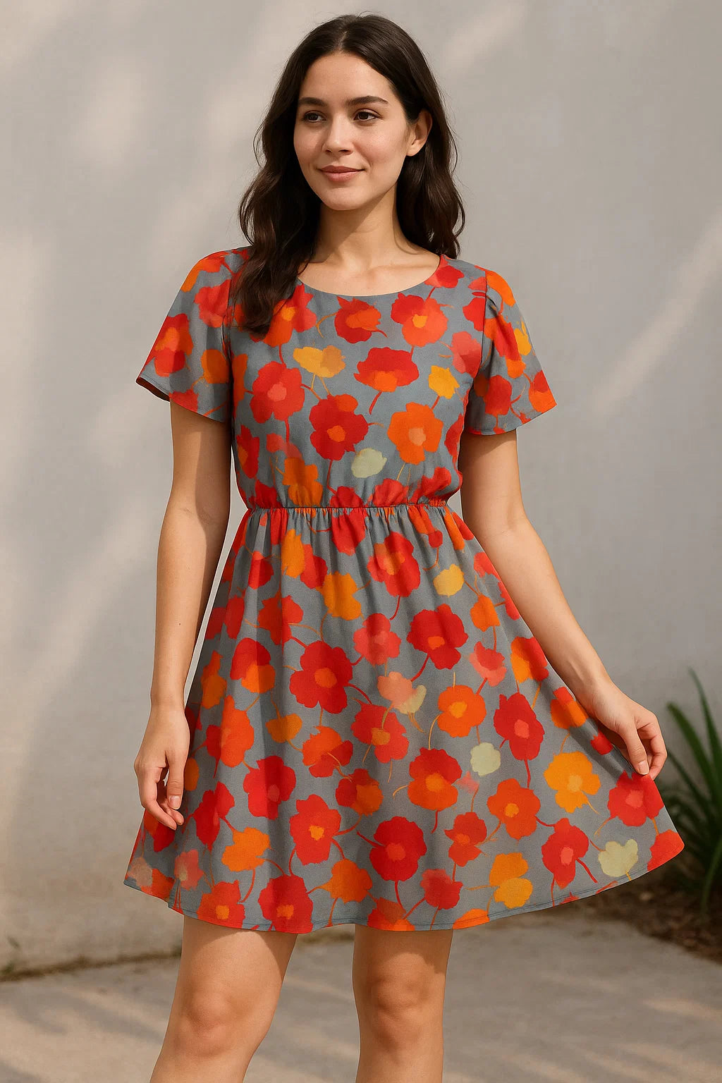 Watercolour Spotted Random Multicolour Flower Digital Printed Fabric - Pure Cotton