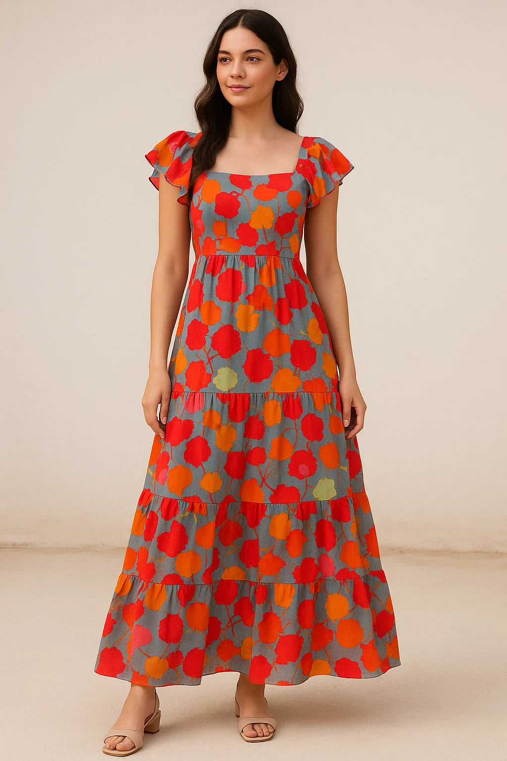 Watercolour Spotted Random Multicolour Flower Digital Printed Fabric - Pure Cotton