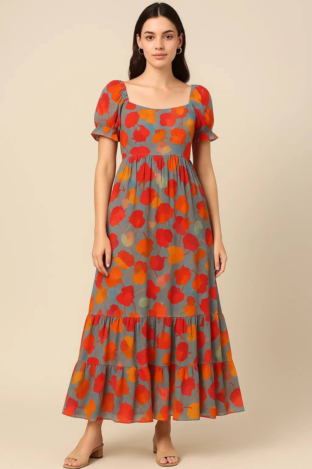 Watercolour Spotted Random Multicolour Flower Digital Printed Fabric - Pure Cotton