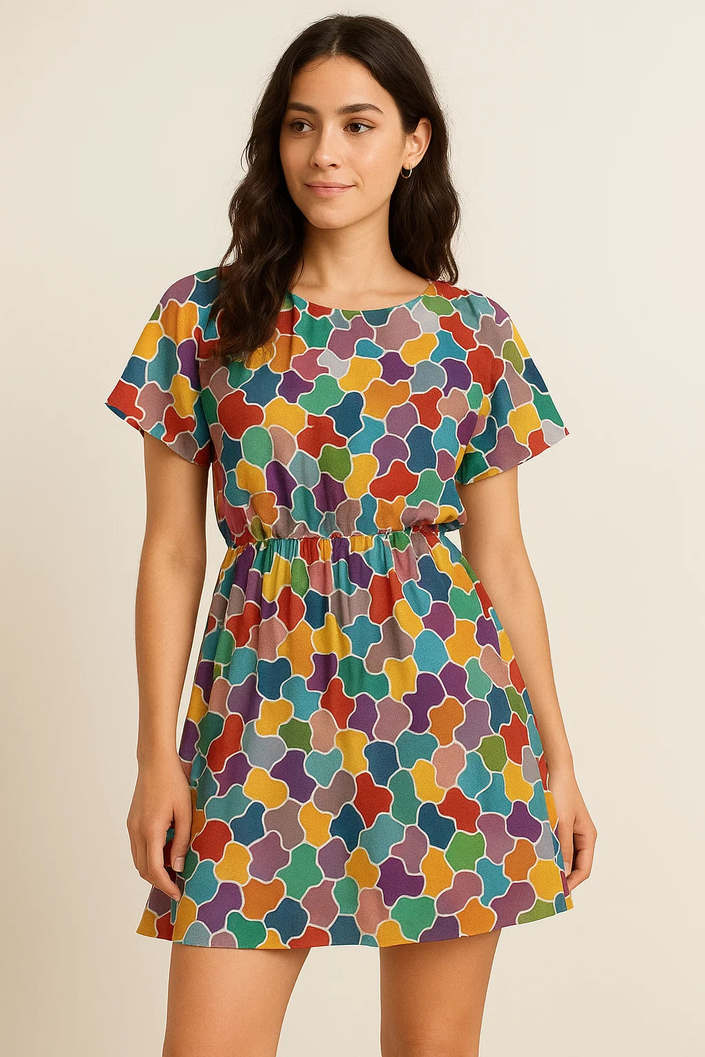 Colourful Marble Abstract Art Digital Printed Fabric - Cotton