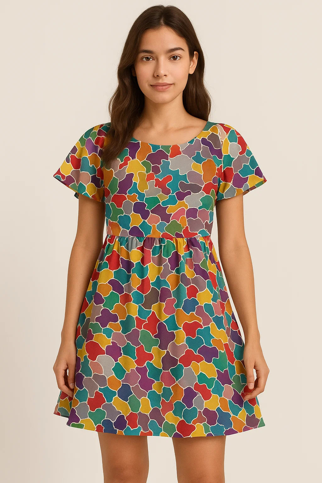 Colourful Marble Abstract Art Digital Printed Fabric - Cotton