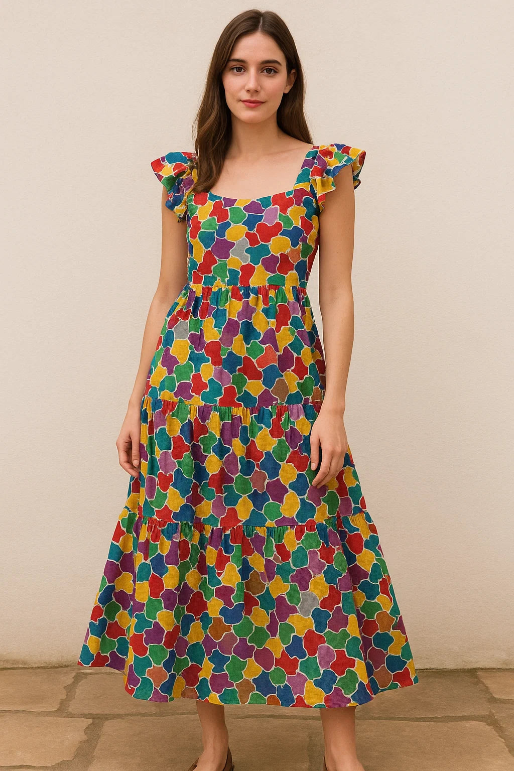 Colourful Marble Abstract Art Digital Printed Fabric - Cotton