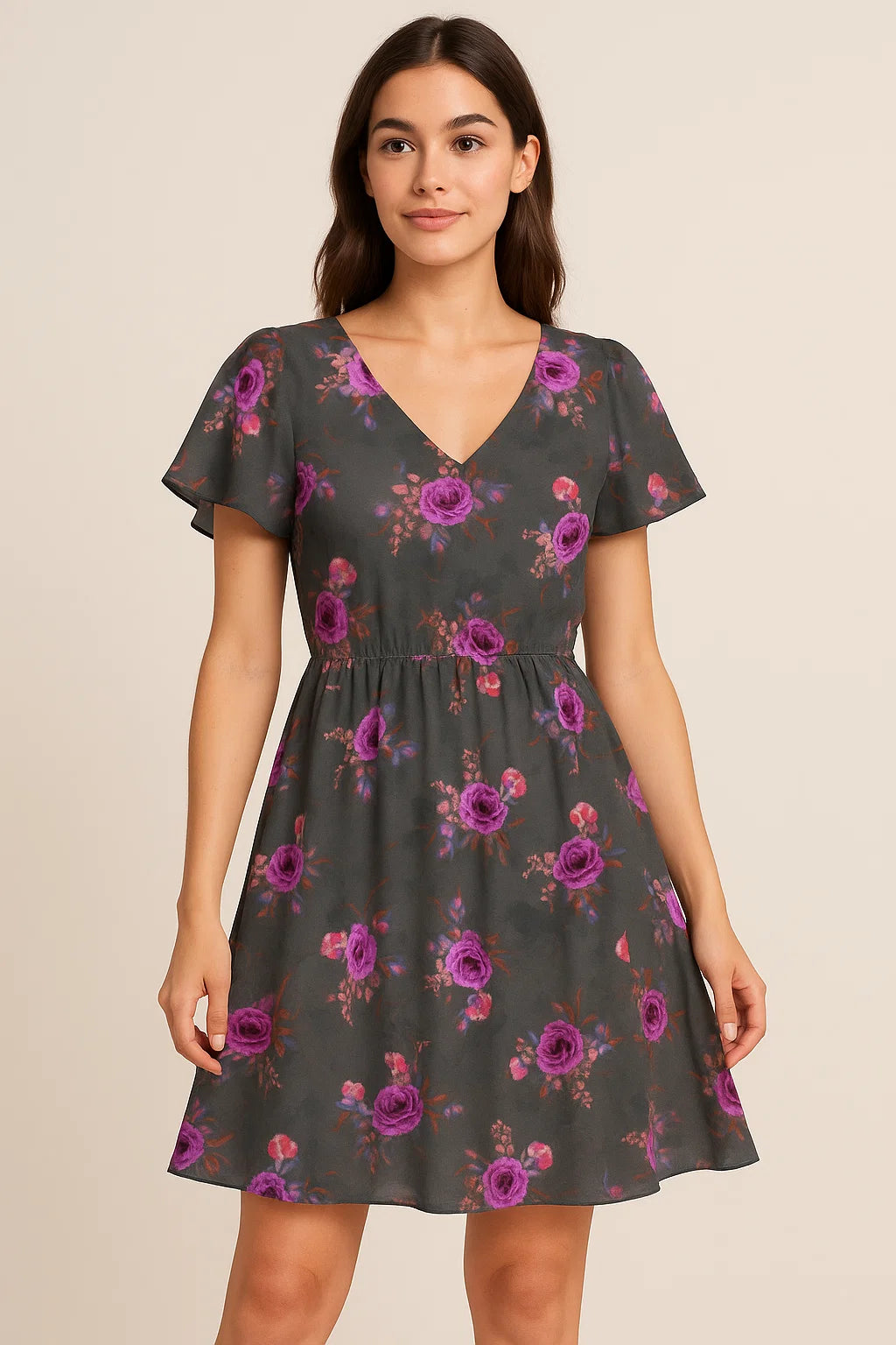 Lovely Peony With Wax Flower Digital Printed Fabric - Cotton