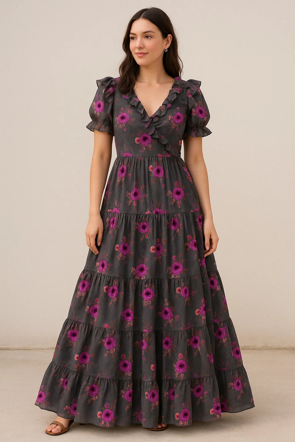 Lovely Peony With Wax Flower Digital Printed Fabric - Cotton