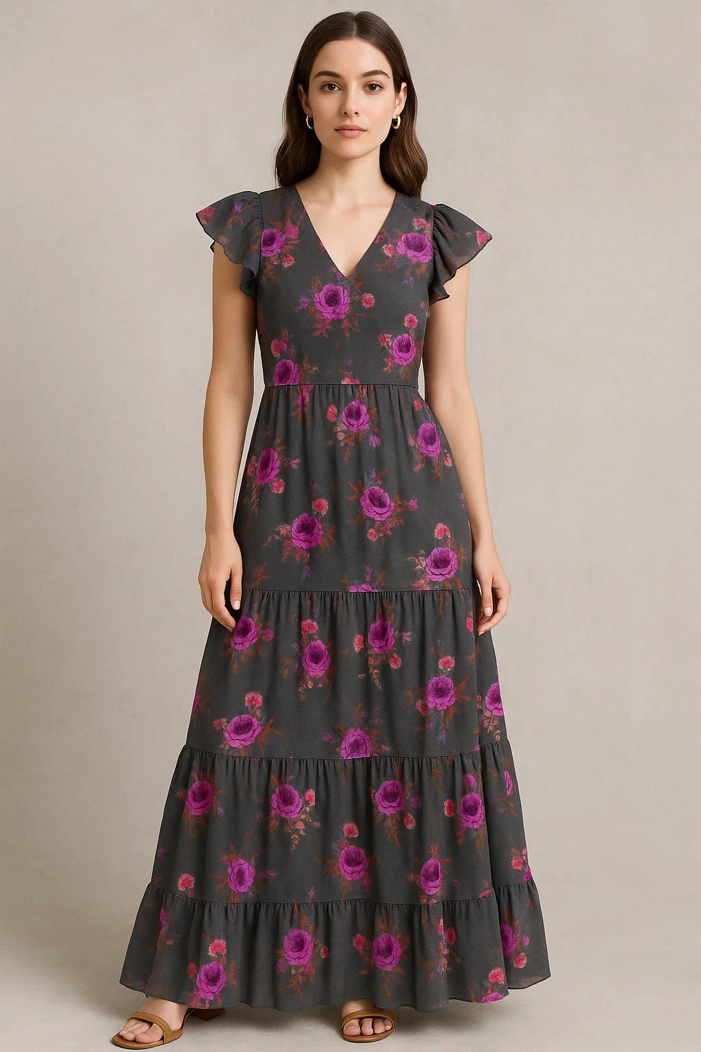 Lovely Peony With Wax Flower Digital Printed Fabric - Cotton