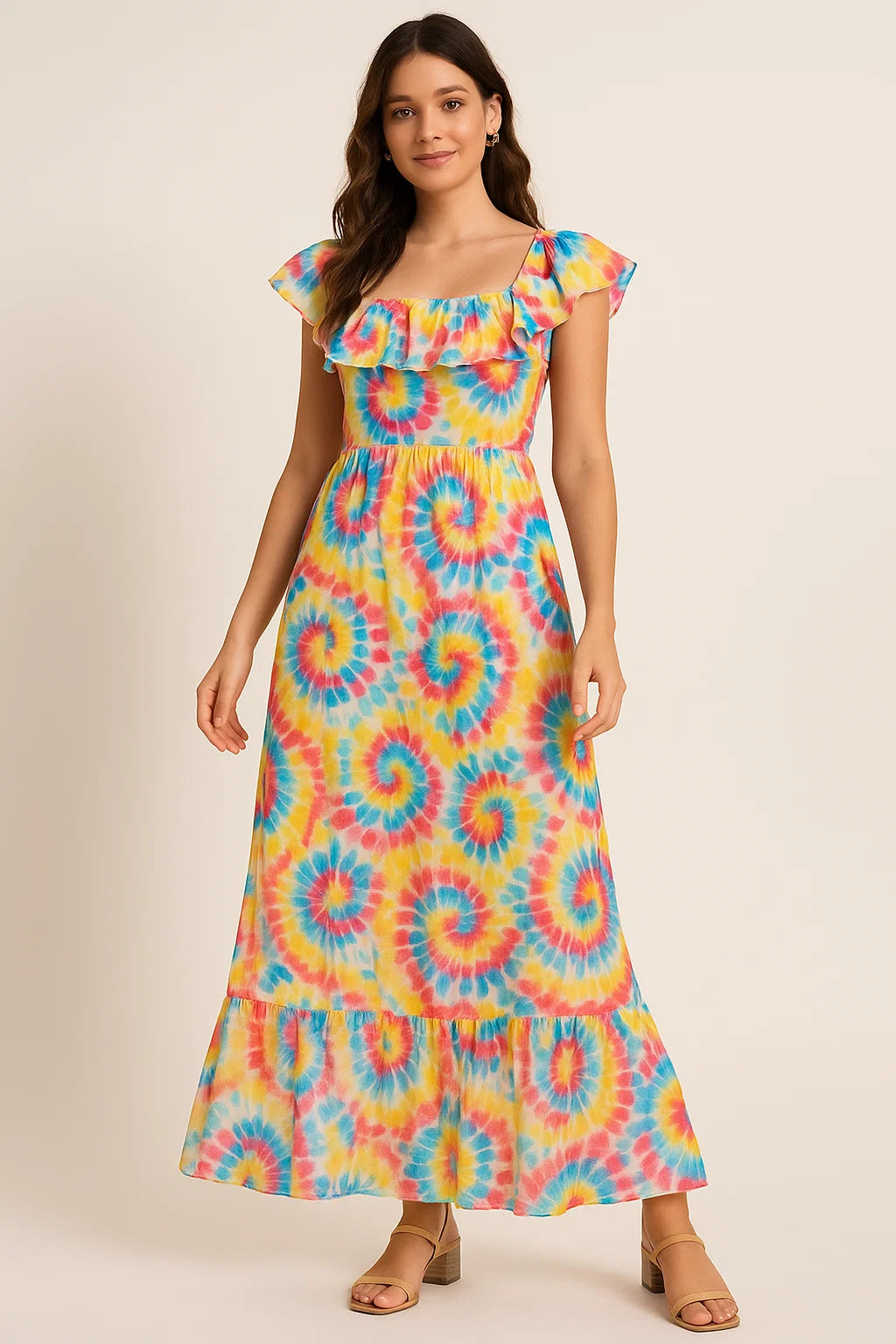 Rainbow Rounded Gradient Digital Printed Fabric - Cotton