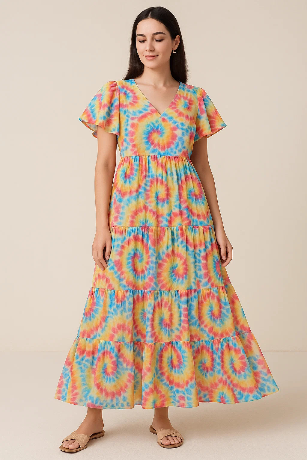 Rainbow Rounded Gradient Digital Printed Fabric - Cotton