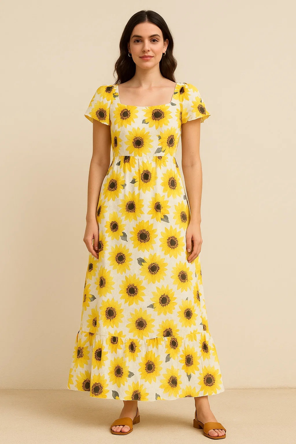 Morden Classic Yellow Sunflower Digital Printed Fabric - Cotton