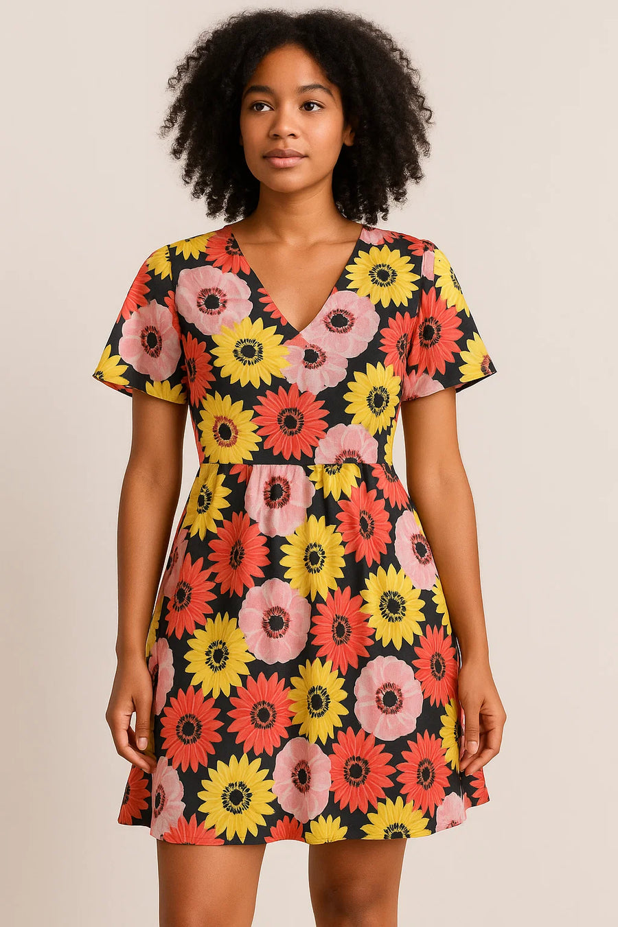 Watercolour Sunflower Digital Printed Fabric - Cotton