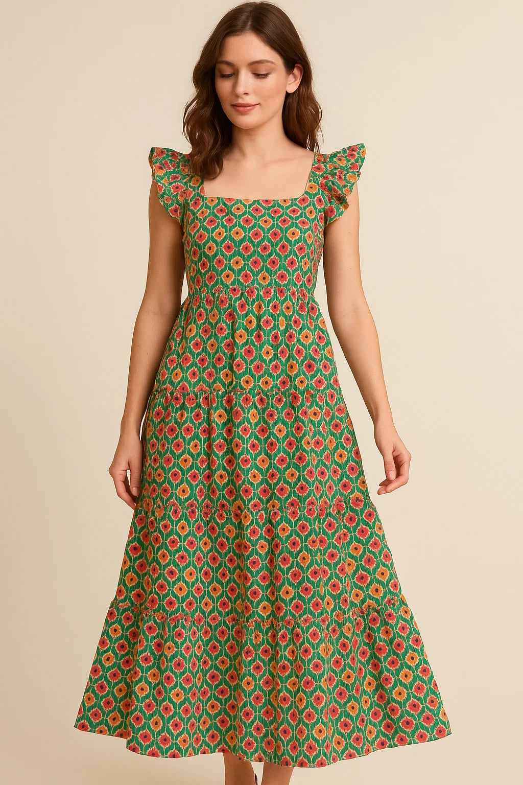 Multicolour Allmandar Flower Ogee Art Digital Printed Fabric - Cotton