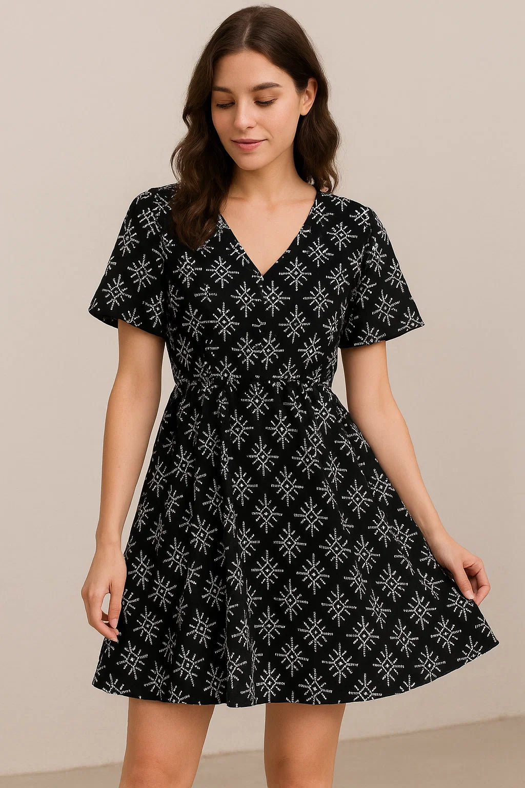 Morden Digital Art Of Doted Lining Digital Printed Fabric - Cotton