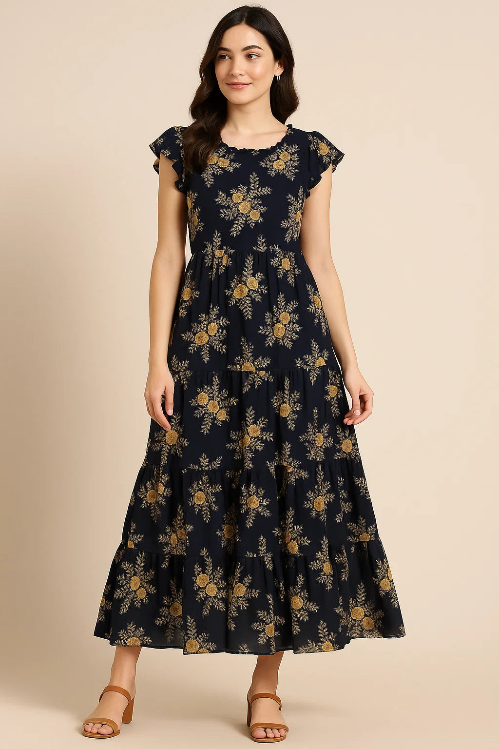 Embroidery Flower And Buds Digital Printed Fabric - Cotton