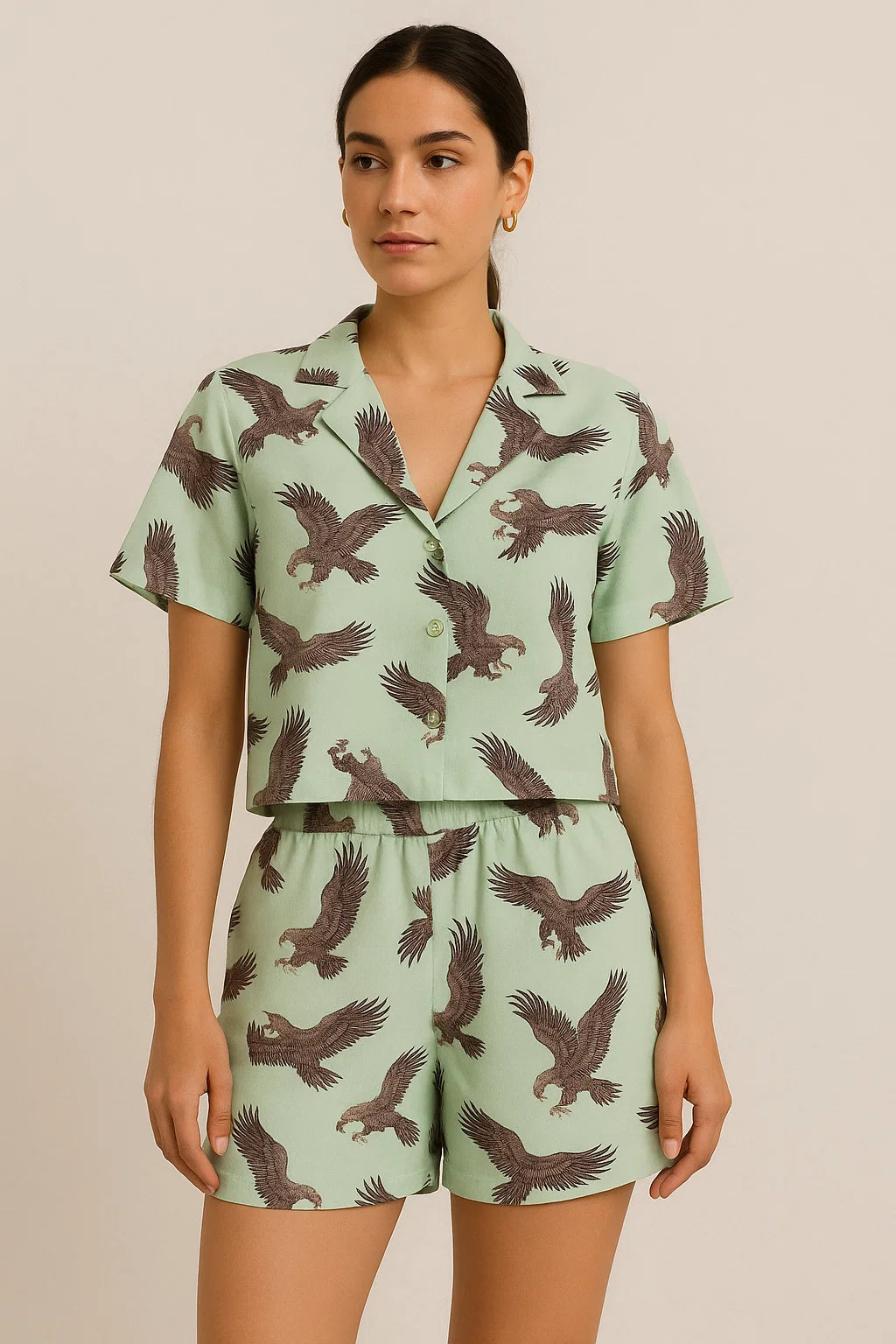 Seamless Eagle Bird Pattern Digital Printed Fabric - Cotton