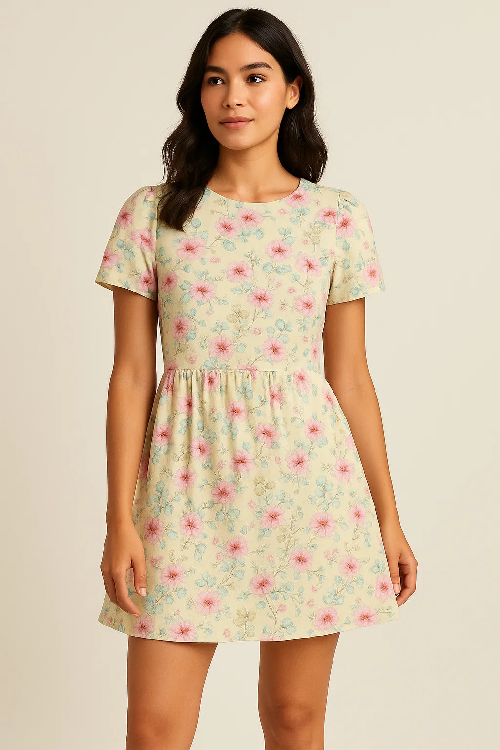 Peony Pink Flower Seamless Pattern Digital Printed Fabric - Cotton