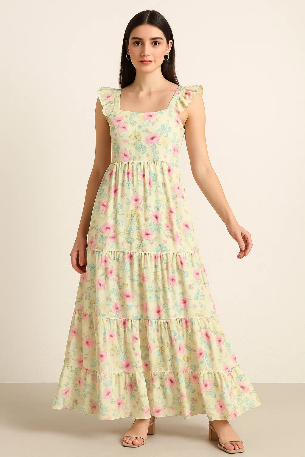 Peony Pink Flower Seamless Pattern Digital Printed Fabric - Cotton