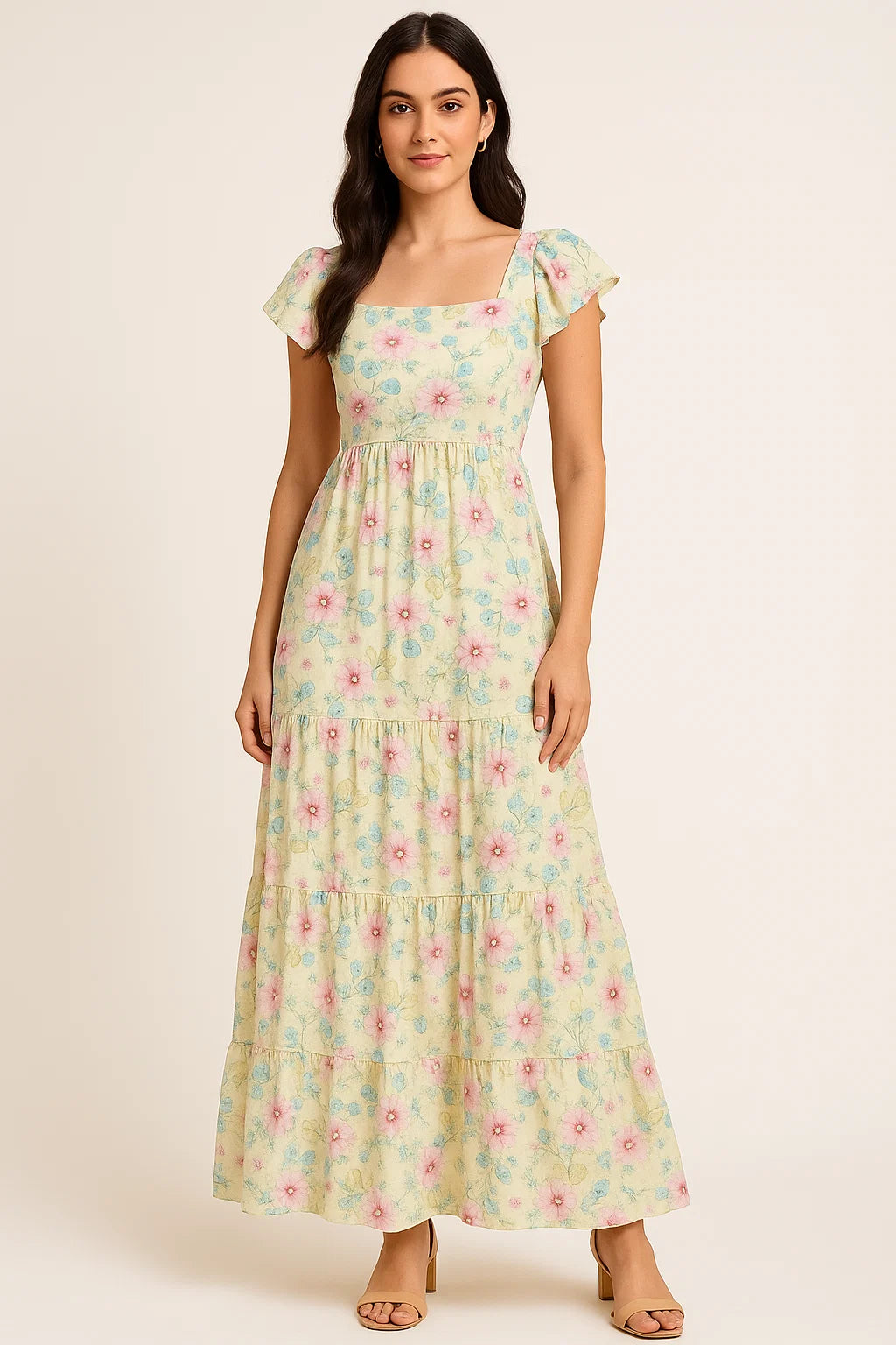 Peony Pink Flower Seamless Pattern Digital Printed Fabric - Cotton