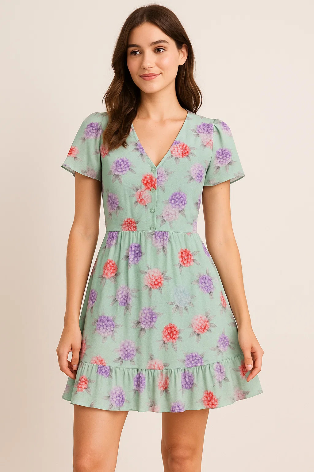 Beautiful Three Colour Geranium Flower Digital Printed Fabric - Cotton