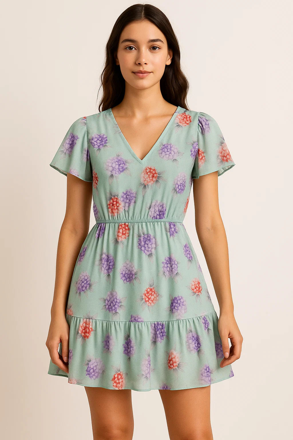 Beautiful Three Colour Geranium Flower Digital Printed Fabric - Cotton