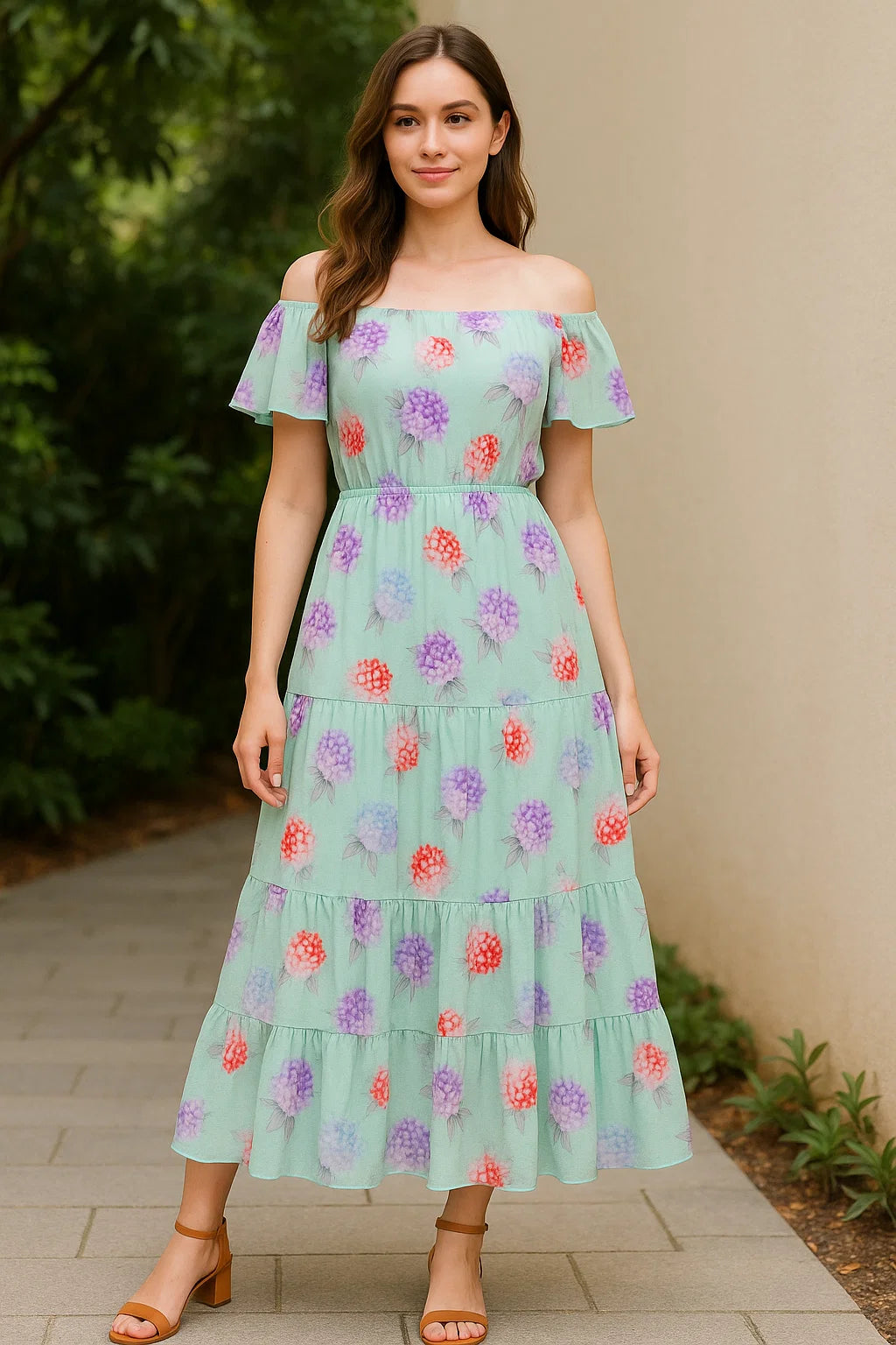 Beautiful Three Colour Geranium Flower Digital Printed Fabric - Cotton