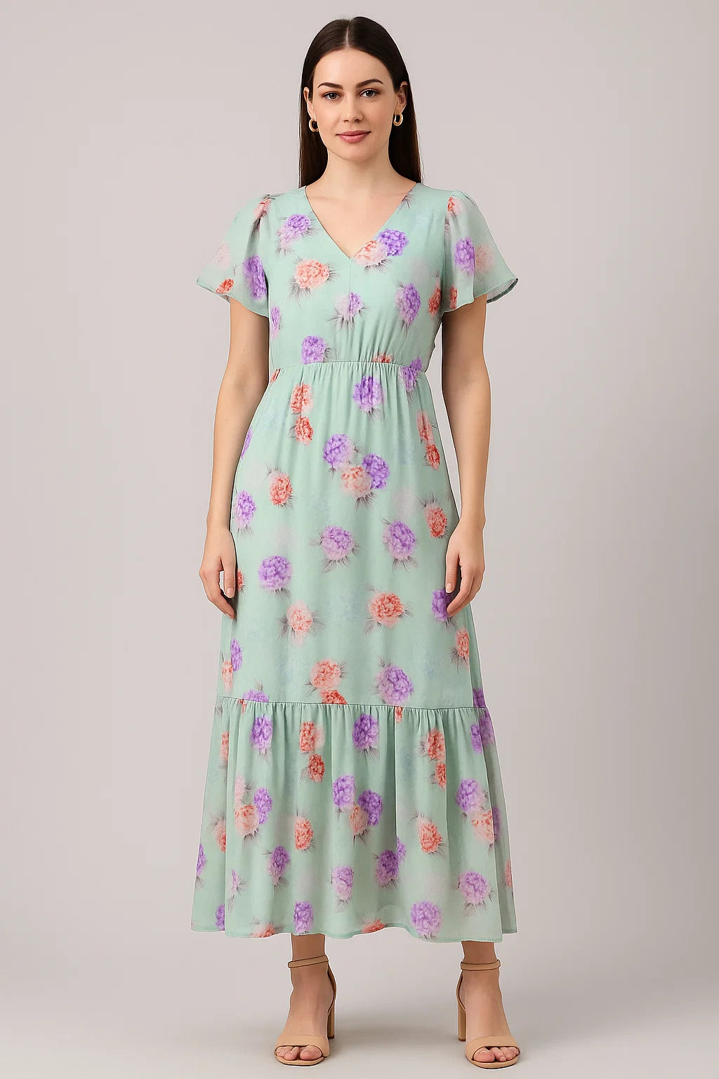 Beautiful Three Colour Geranium Flower Digital Printed Fabric - Cotton