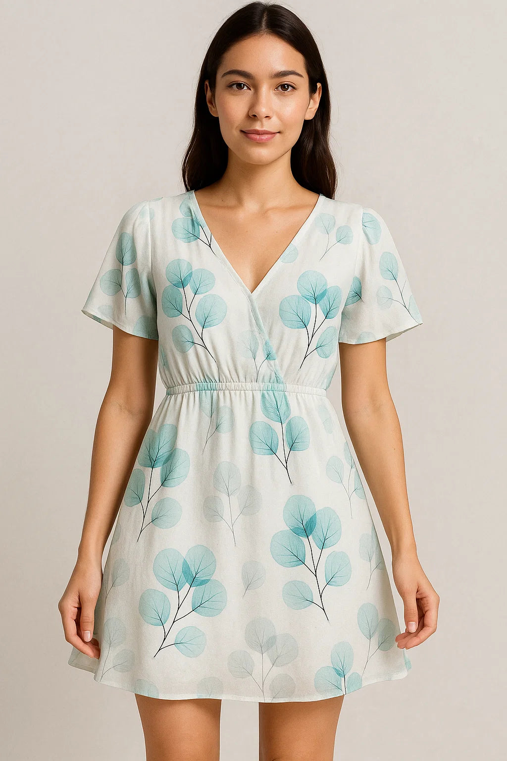 Rama Color Leaves Digital Printed Fabric - Pure Cotton