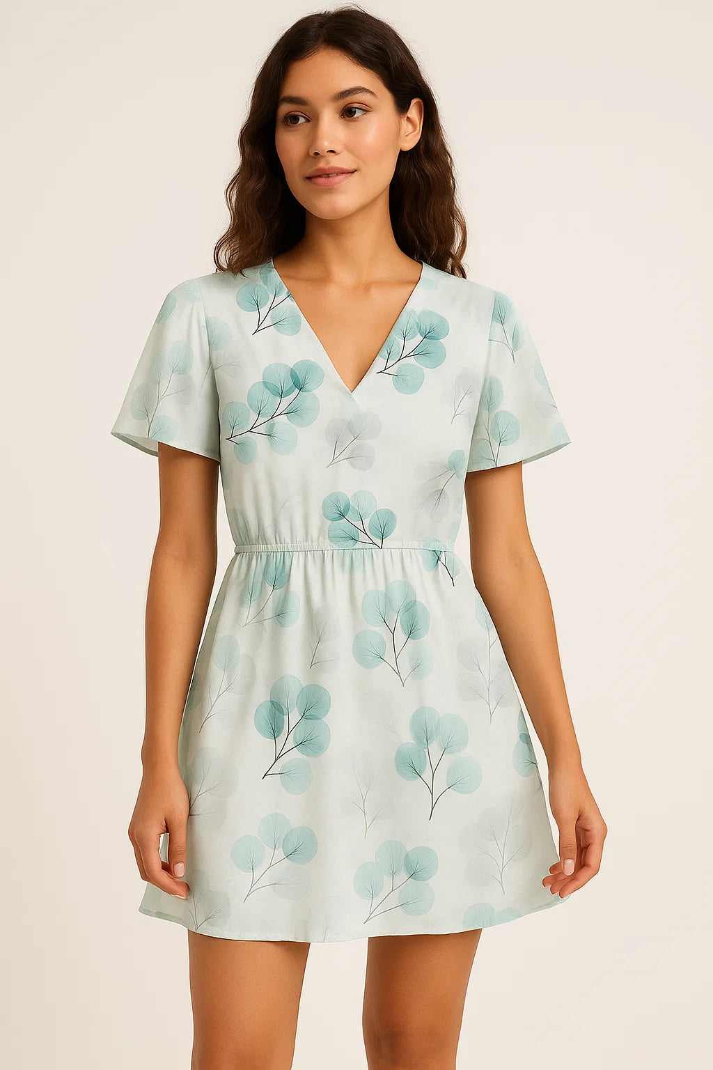 Rama Color Leaves Digital Printed Fabric - Pure Cotton