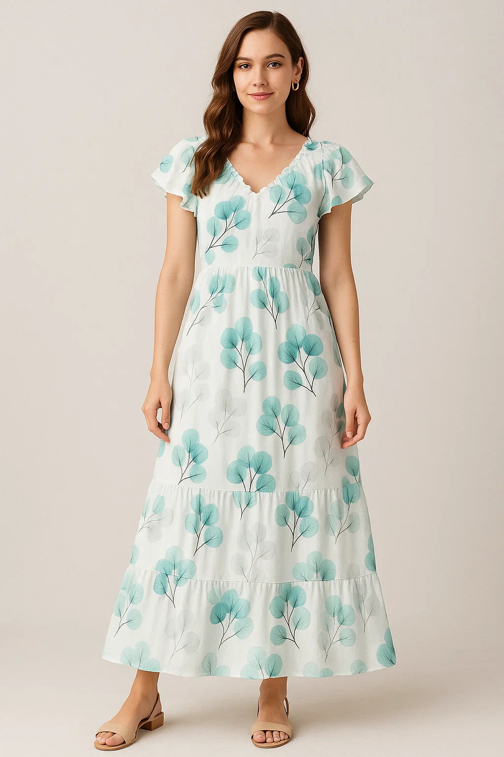 Rama Color Leaves Digital Printed Fabric - Pure Cotton