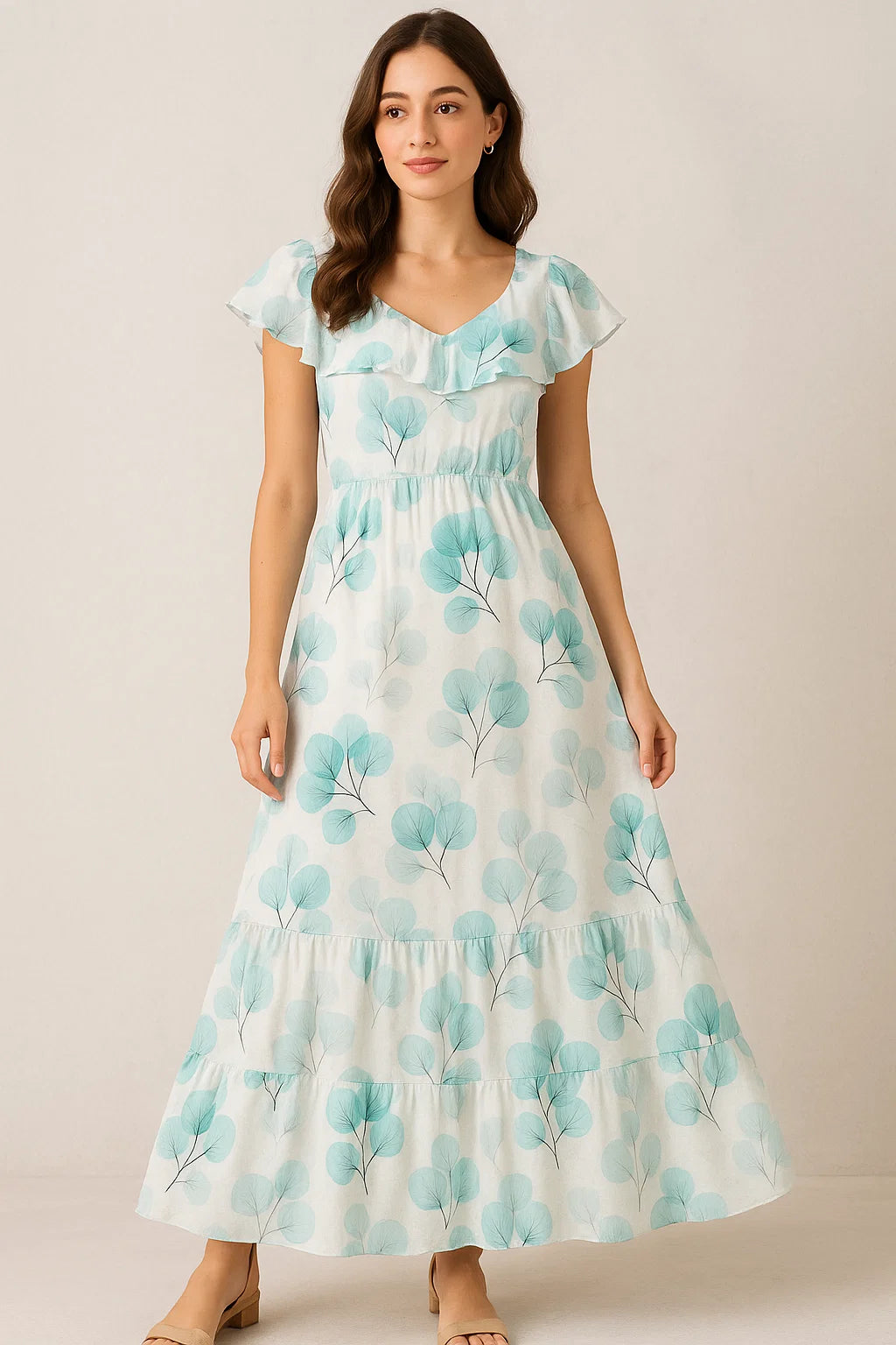 Rama Color Leaves Digital Printed Fabric - Pure Cotton