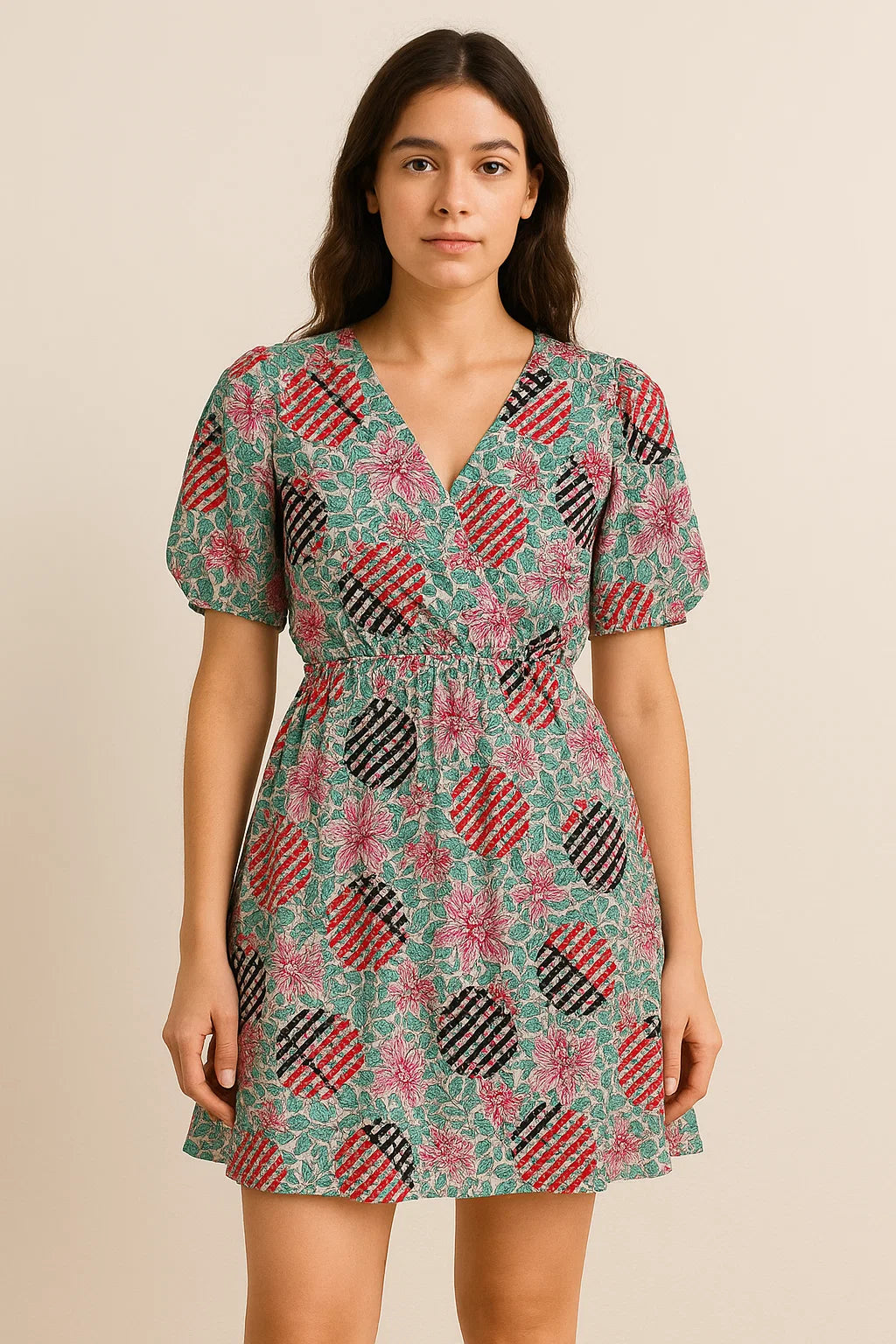 Romantic Valley Of Pink Flower Digital Printed Fabric - Cotton