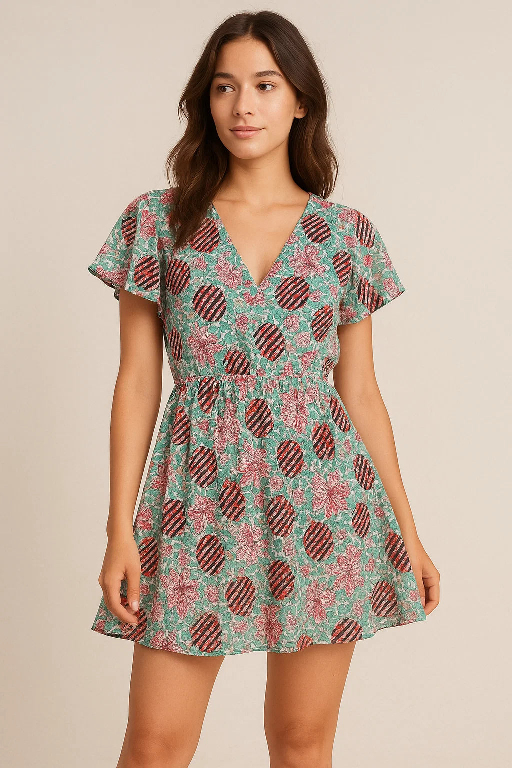 Romantic Valley Of Pink Flower Digital Printed Fabric - Cotton