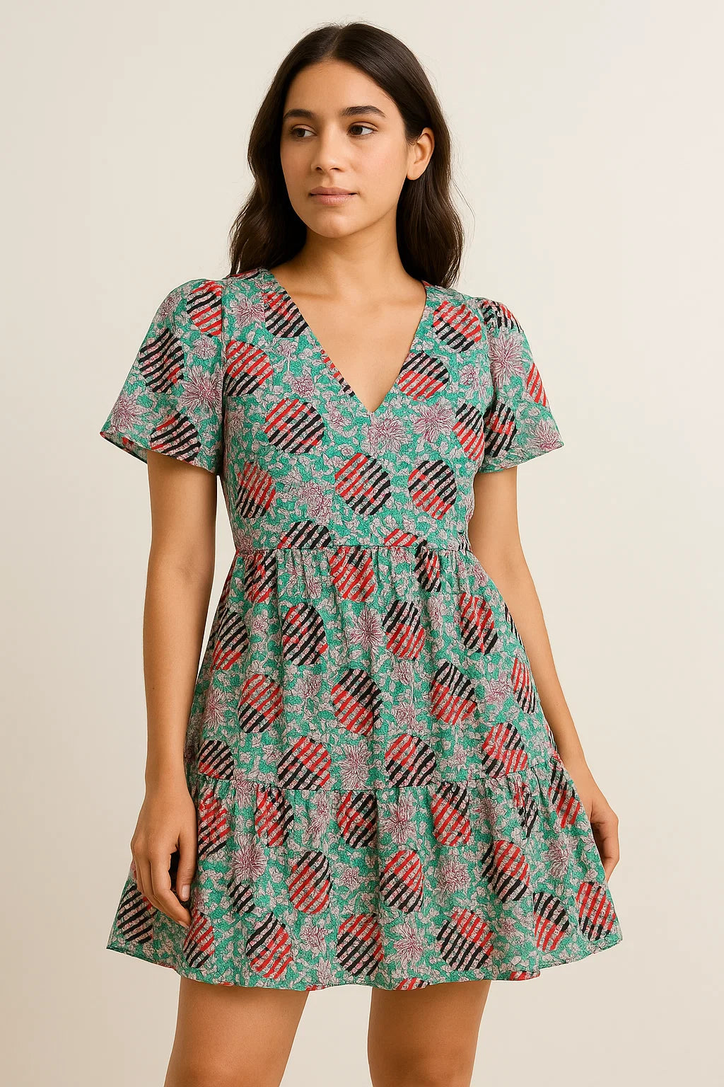 Romantic Valley Of Pink Flower Digital Printed Fabric - Cotton