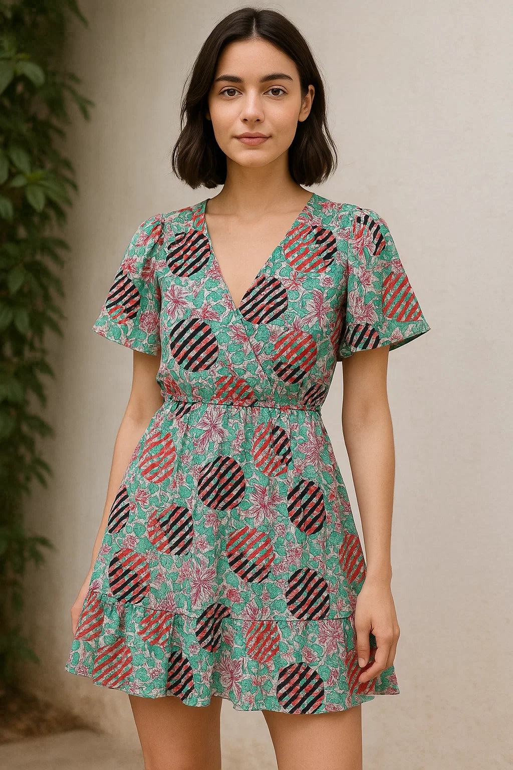 Romantic Valley Of Pink Flower Digital Printed Fabric - Cotton