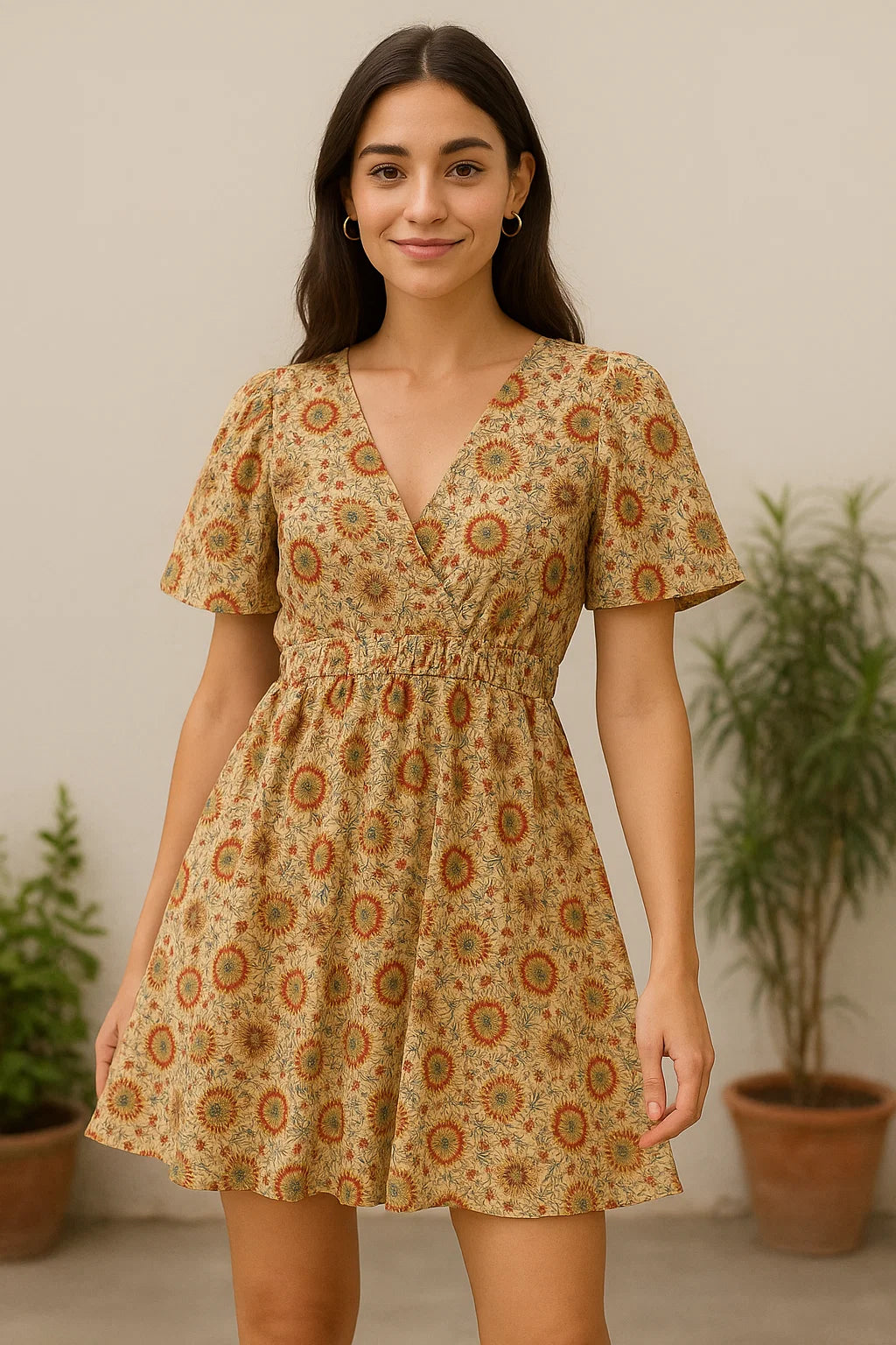 Vintage And Inspire Suzani With Leaves Digital Printed Fabric - Cotton