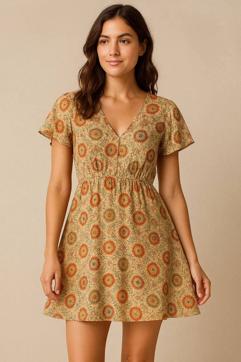 Vintage And Inspire Suzani With Leaves Digital Printed Fabric - Cotton