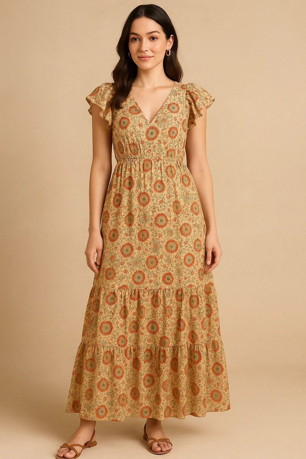 Vintage And Inspire Suzani With Leaves Digital Printed Fabric - Cotton