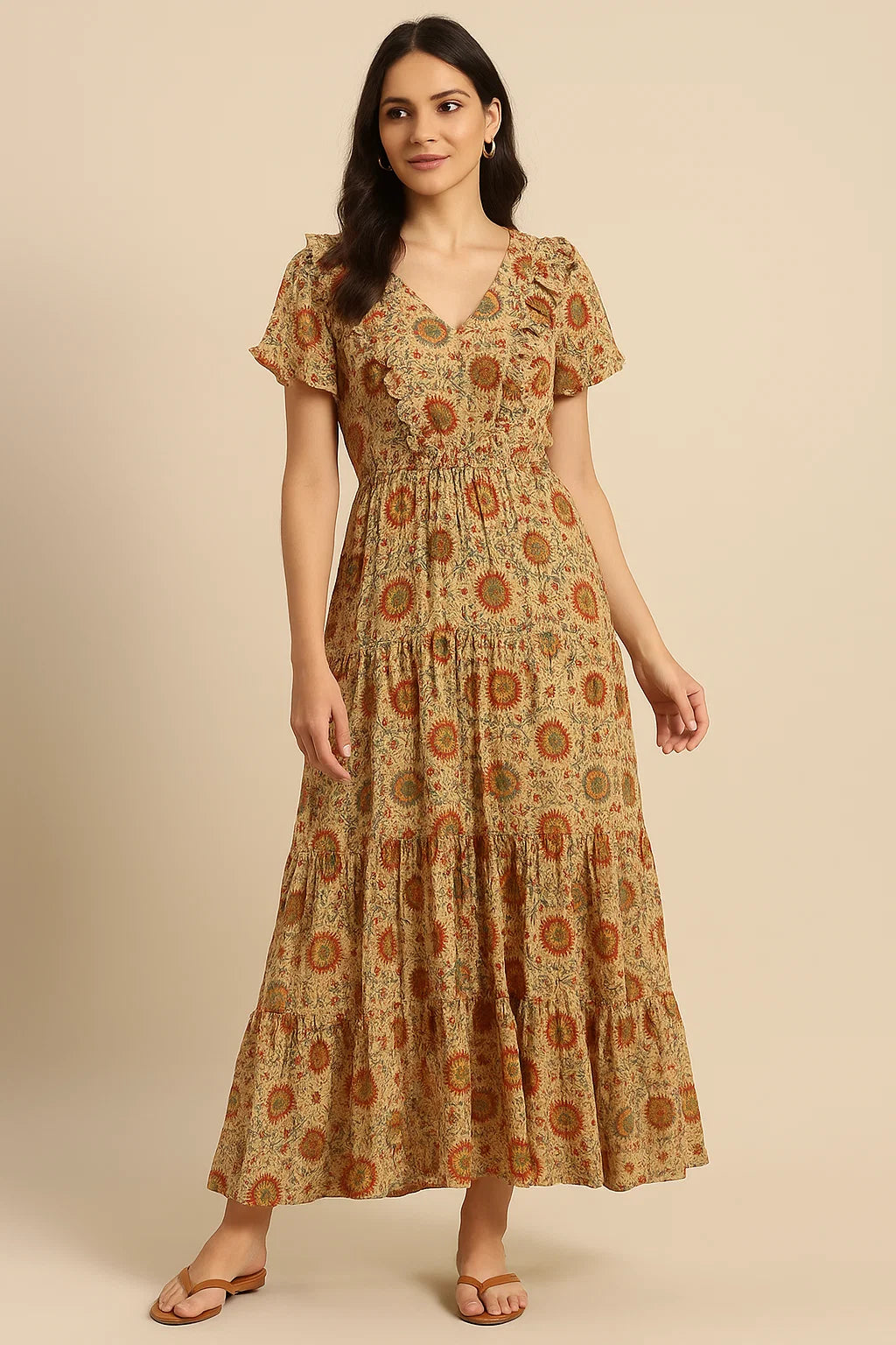 Vintage And Inspire Suzani With Leaves Digital Printed Fabric - Cotton