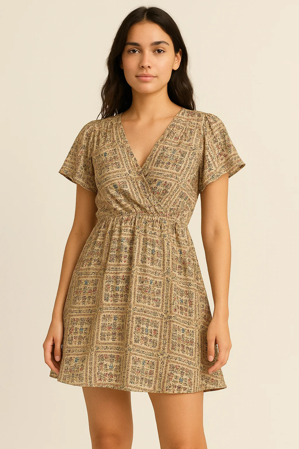 Tiny Rainbow Flowers Of Leaves Digital Printed Fabric - Cotton