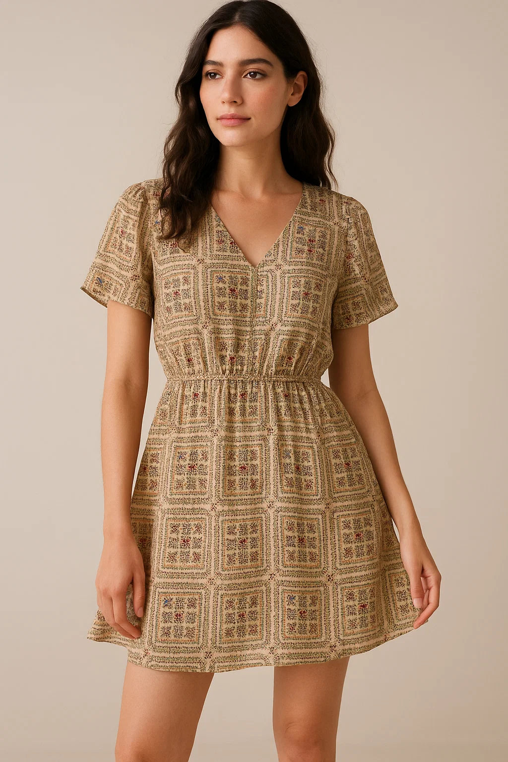 Tiny Rainbow Flowers Of Leaves Digital Printed Fabric - Cotton