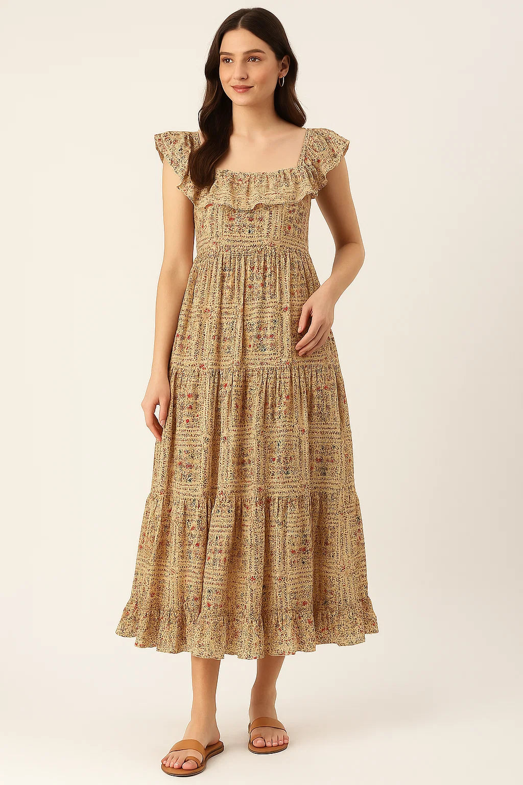 Tiny Rainbow Flowers Of Leaves Digital Printed Fabric - Cotton