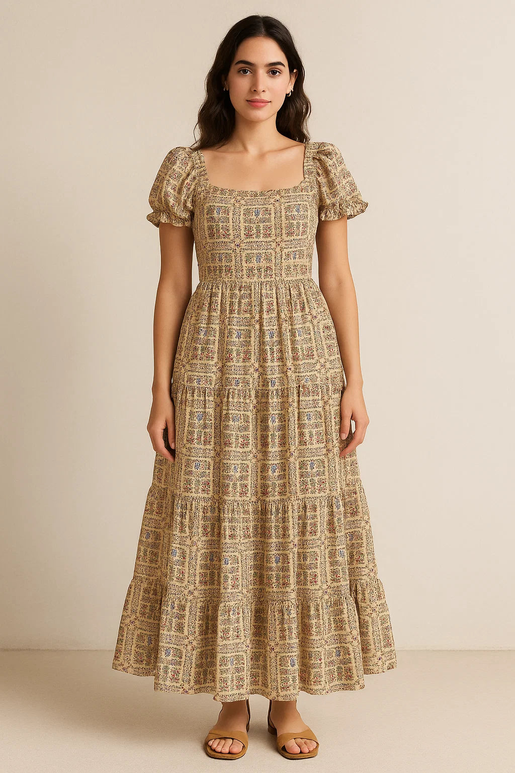 Tiny Rainbow Flowers Of Leaves Digital Printed Fabric - Cotton