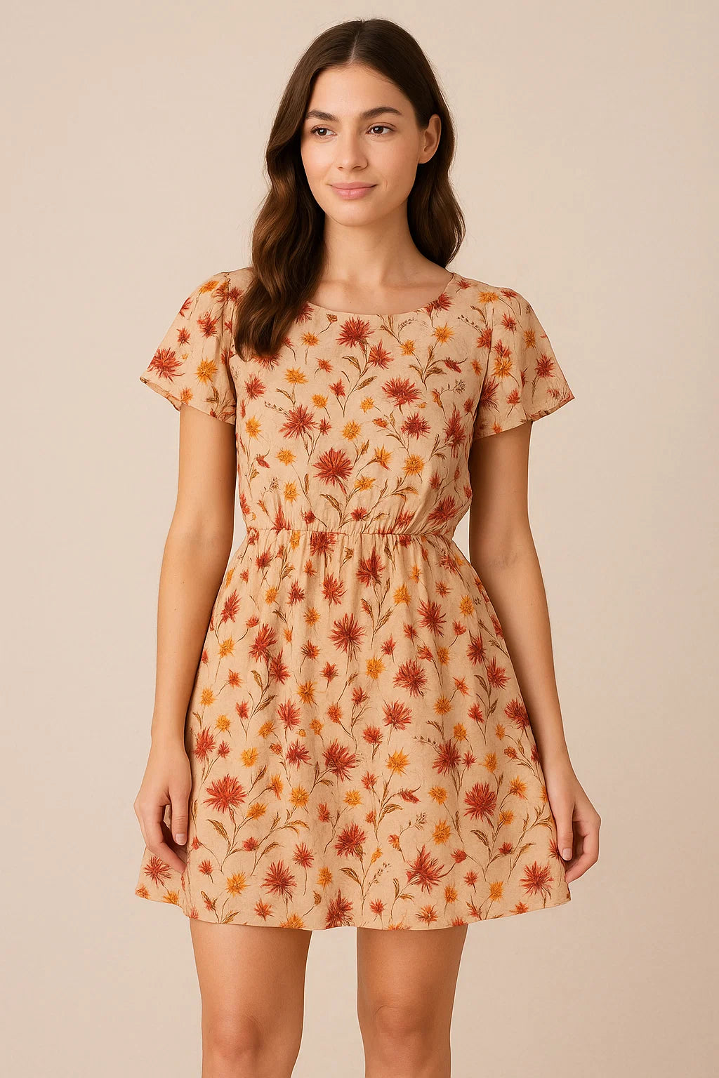 Daisy Branch Of White Flower Digital Printed Fabric - Cotton