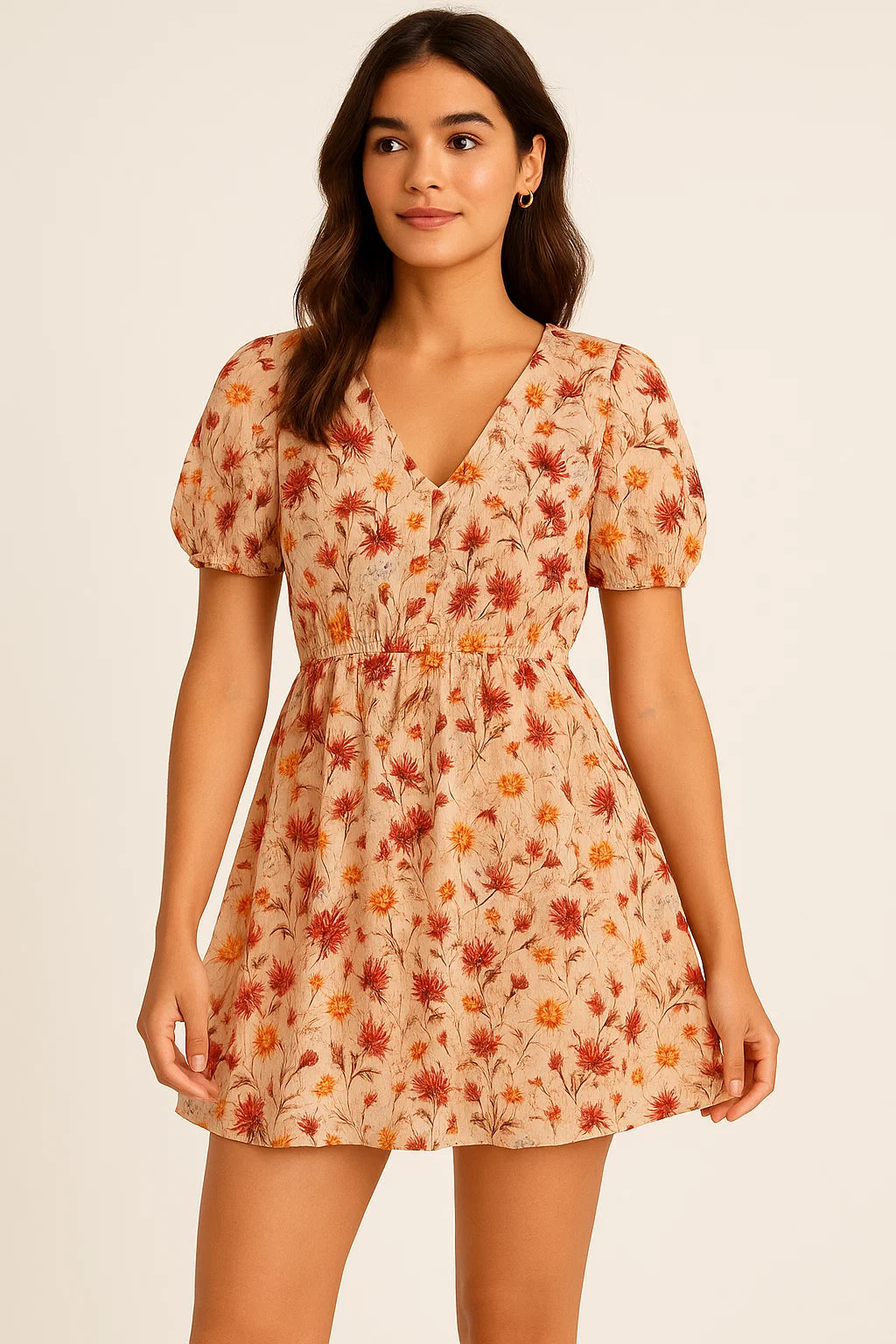 Daisy Branch Of White Flower Digital Printed Fabric - Cotton