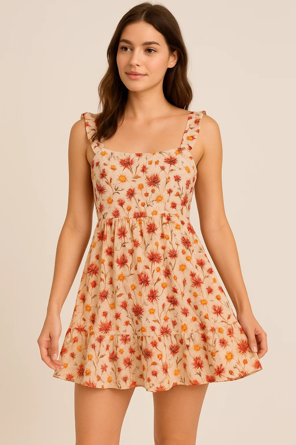 Daisy Branch Of White Flower Digital Printed Fabric - Cotton