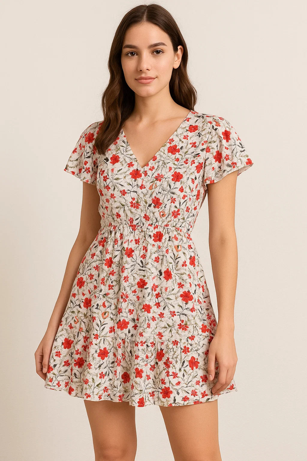 Jungle Wally Of Flower With Humming Bird Digital Printed Fabric - Cotton