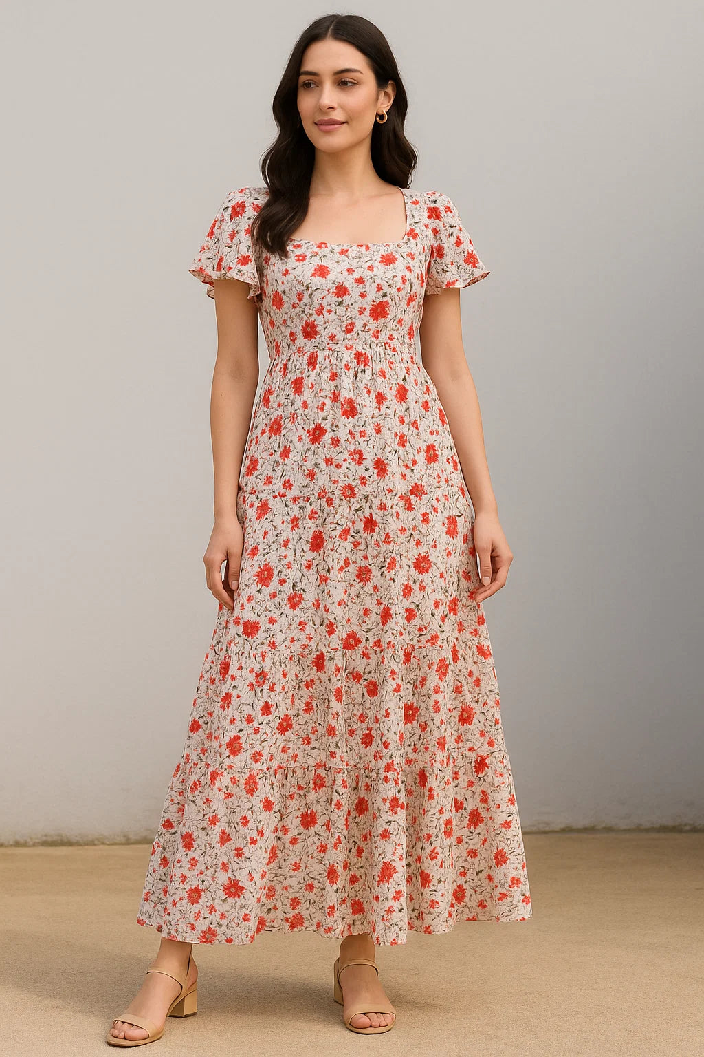 Jungle Wally Of Flower With Humming Bird Digital Printed Fabric - Cotton