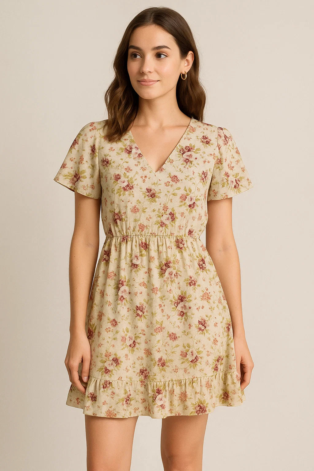 Watercolour Paint English Flower Digital Printed Fabric - Cotton