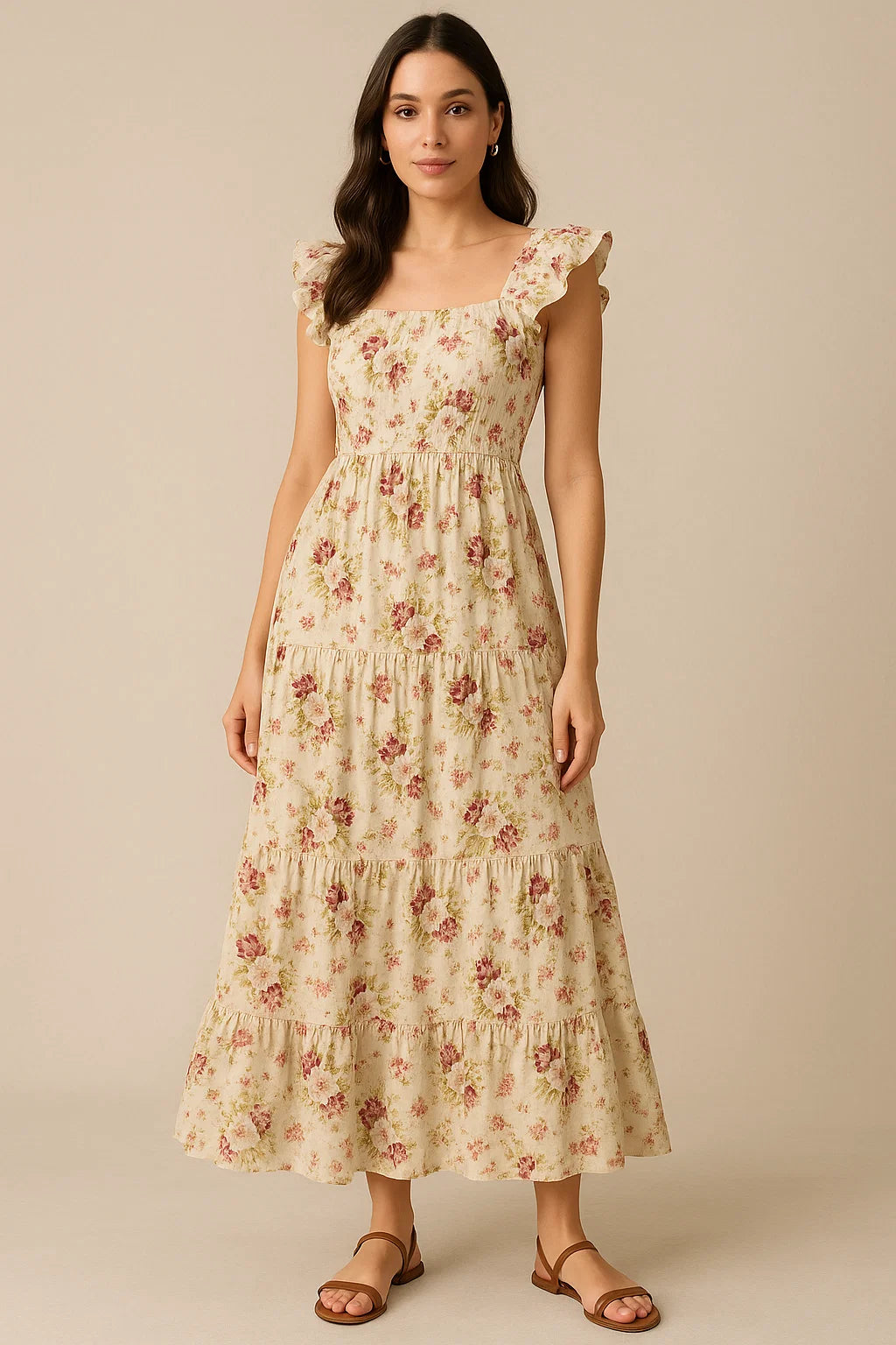 Watercolour Paint English Flower Digital Printed Fabric - Cotton